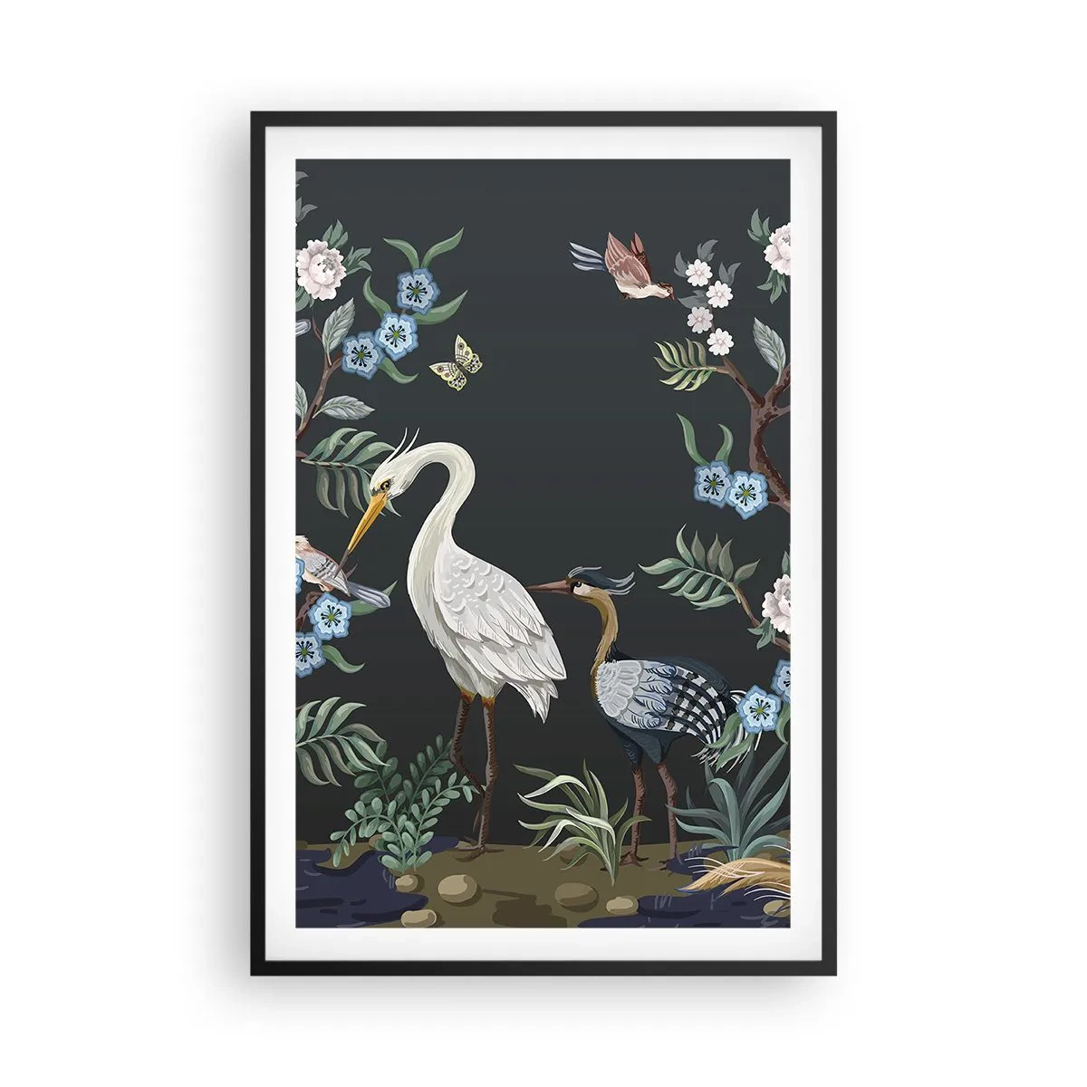 Plakat i sort ramme - Fugleparade - 61x91 cm