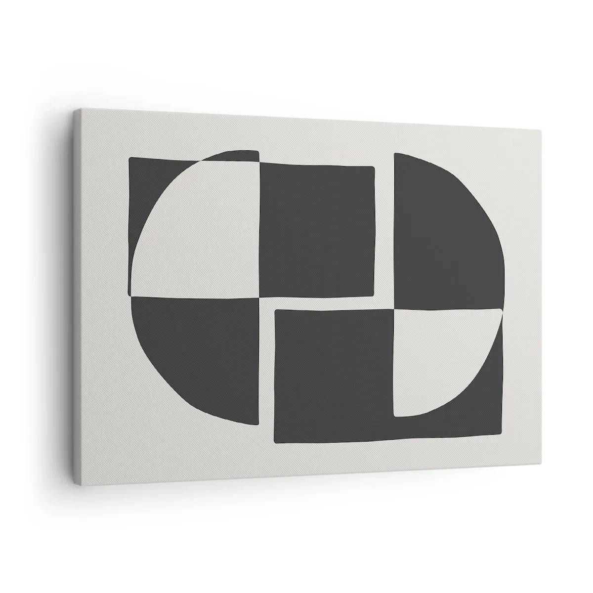 Lærredstryk - Billede på lærred - Abstrakte geometriske former i sort-hvid - 70x50cm - Antitese - syntese - Moderne vægdekoration til stue og soveværelse ARTTOR