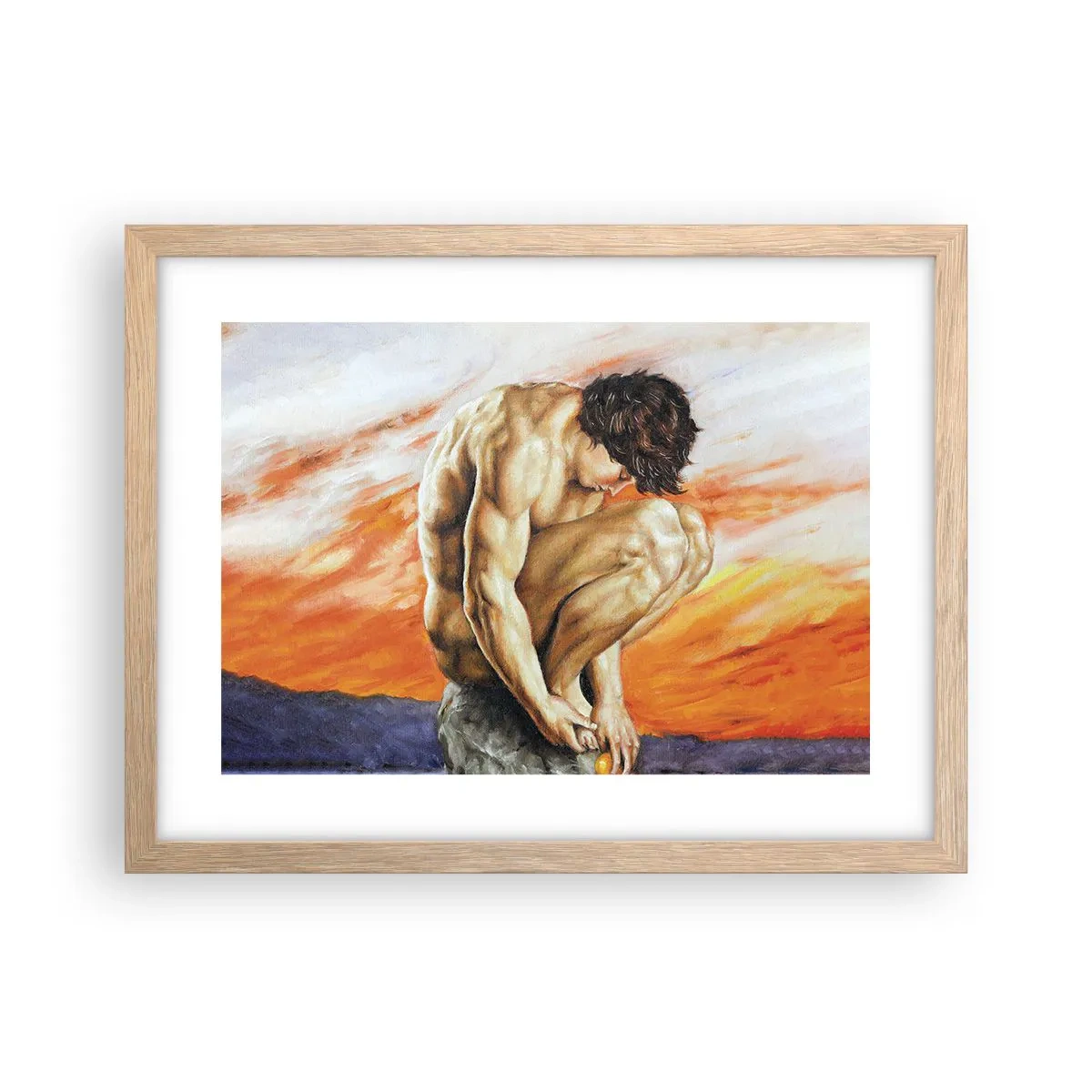 Plakat i ramme af lyst egetræ - Sænket i sig selv - 40x30 cm