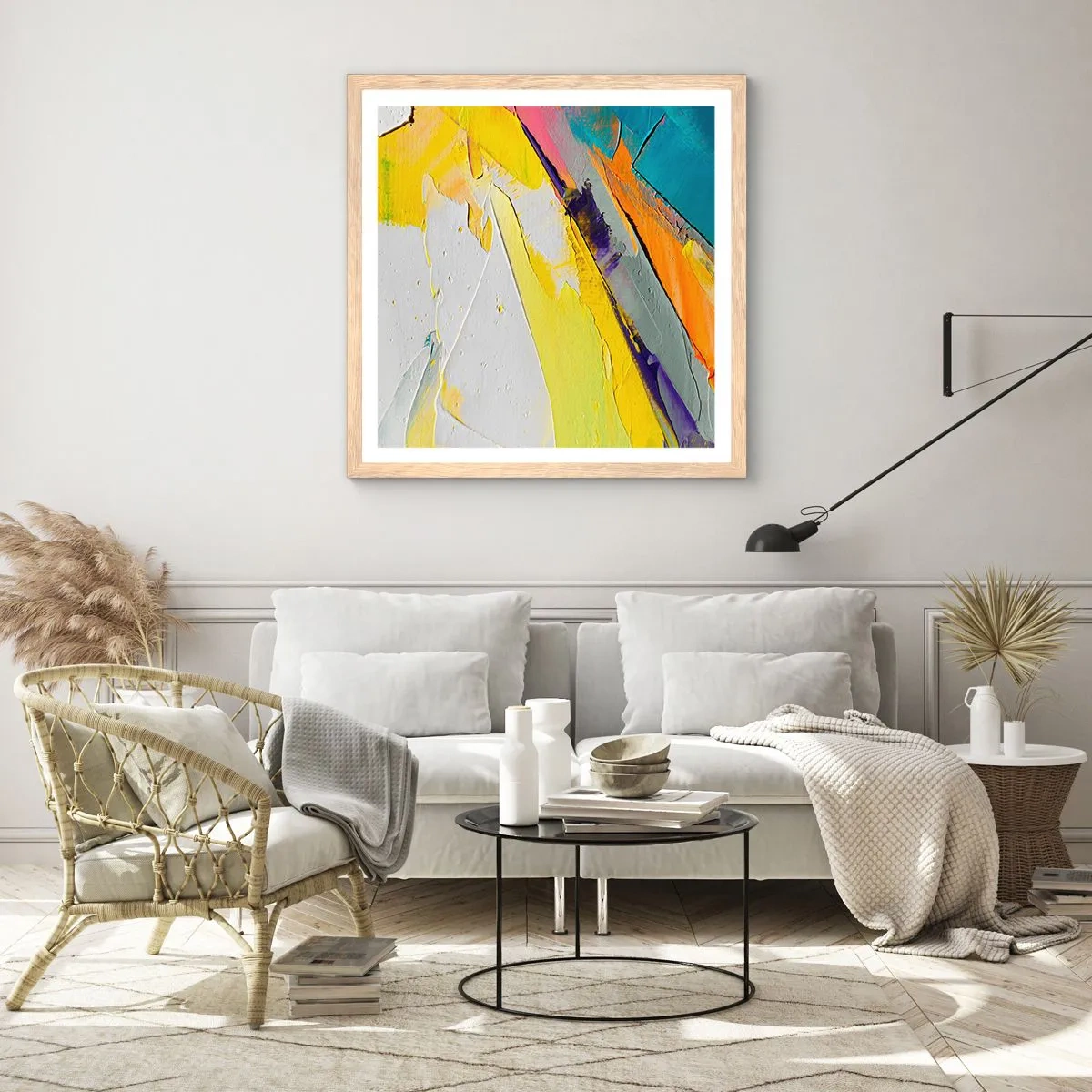 Plakat i ramme af lyst egetræ - Lysets anatomi - 40x40 cm