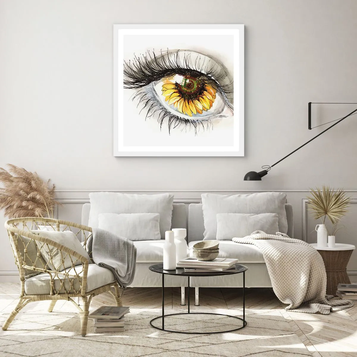 Plakat i hvid ramme - Et look lige så varmt som sommeren - 40x40 cm