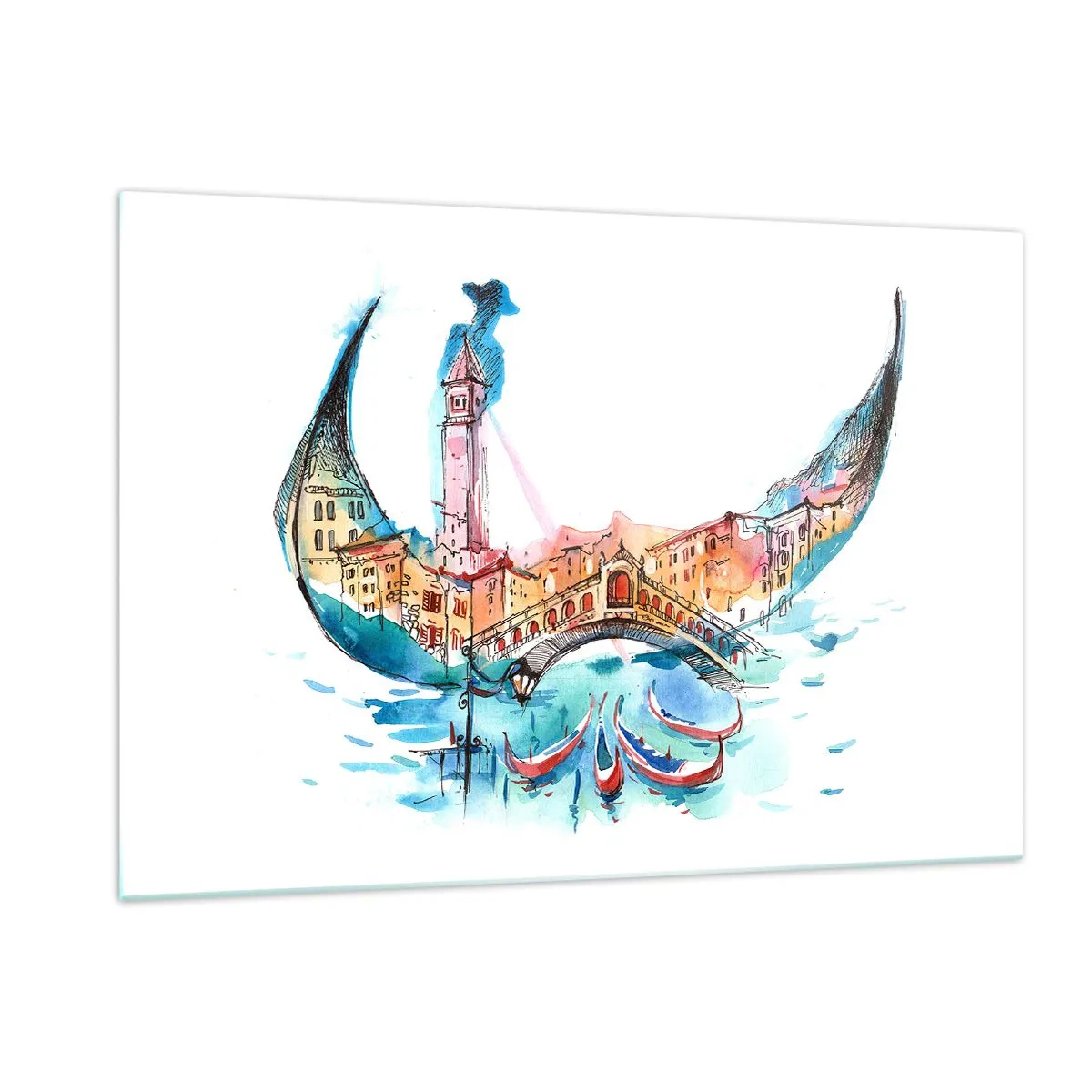 Billede på glas - Vi sejler gennem byen - 120x80 cm