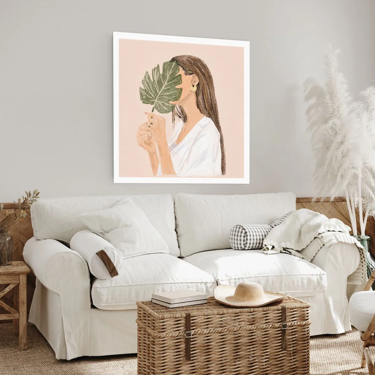 Plakat - Mystisk portræt med en vifte - 50x50 cm