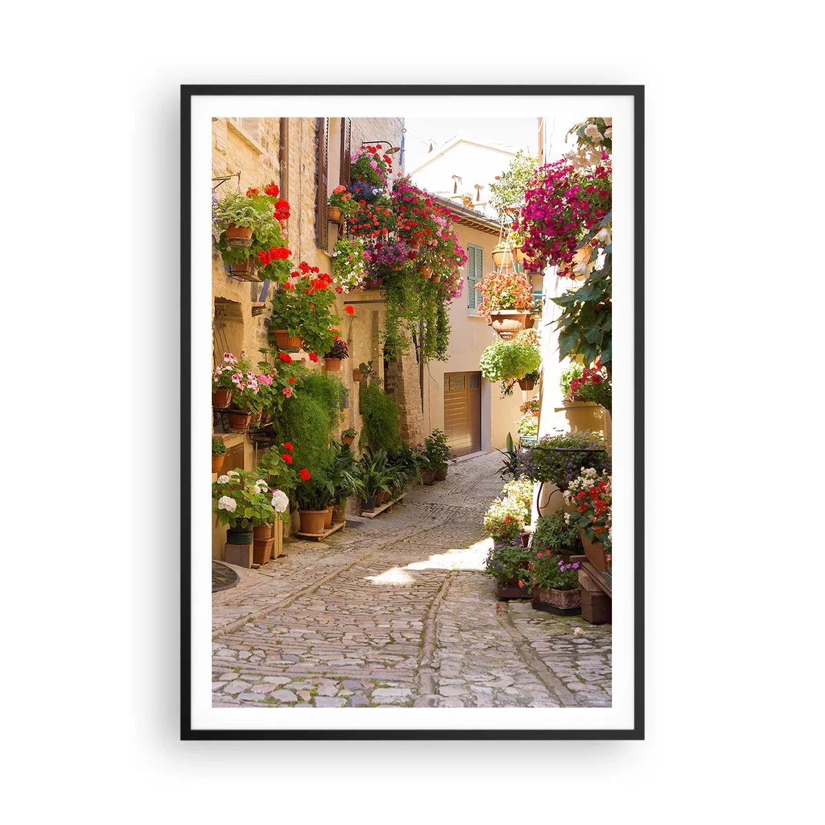 Plakat i sort ramme - I en strøm af blomster - 70x100 cm