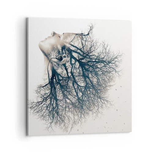 Lærredstryk - Billede på lærred - Lyttede til træets hvisken - 60x60 cm