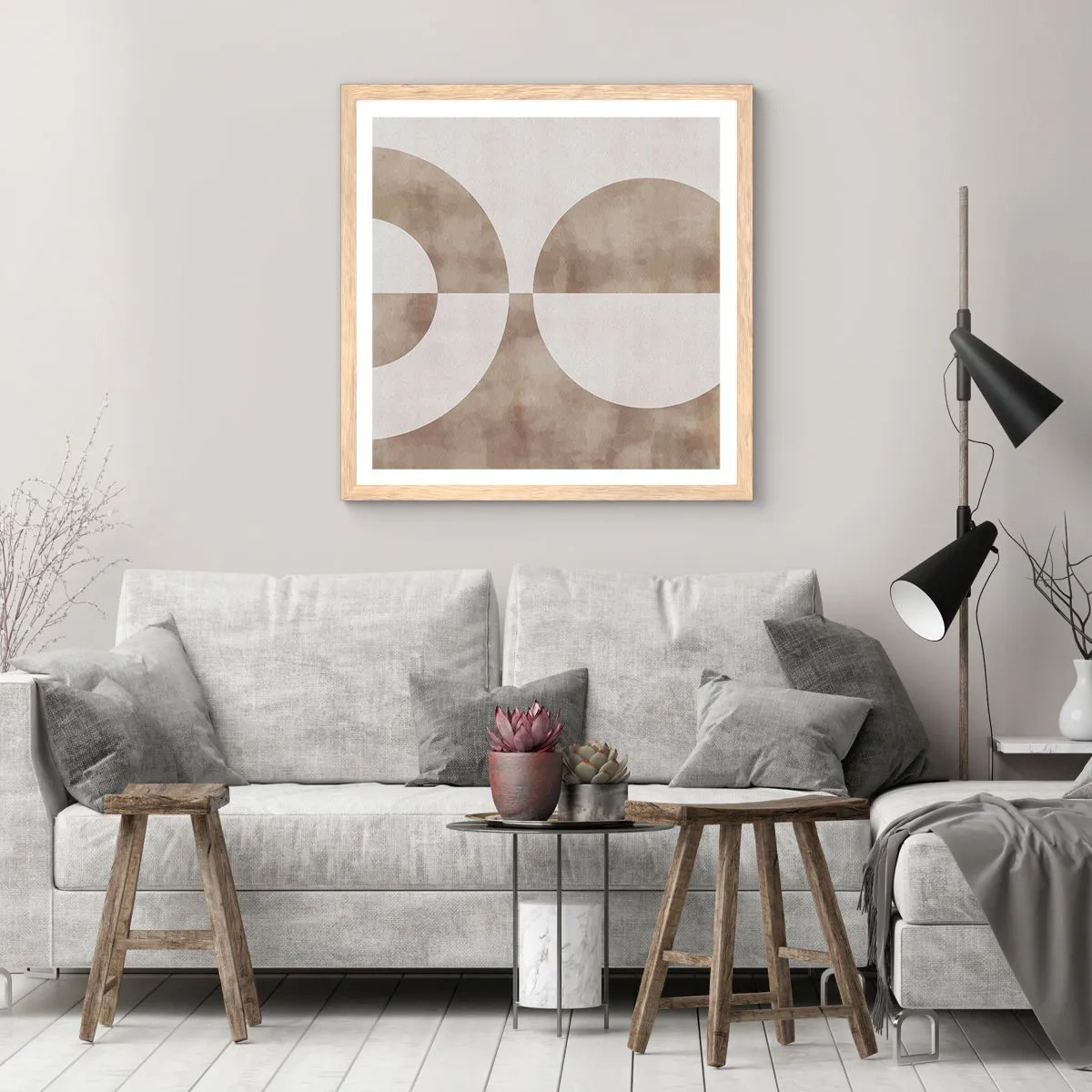 Plakat i ramme af lyst egetræ - Ligheder og forskelle - 30x30 cm