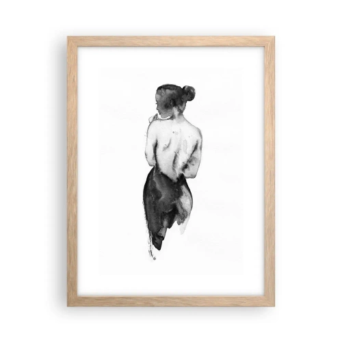 Plakat i ramme af lyst egetræ - Med hende forsvinder verden - 30x40 cm