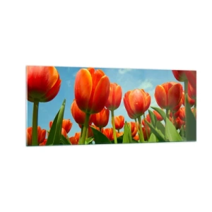 Billede på glas - Bortset fra den blå himmel behøver de intet i livet - 100x40 cm