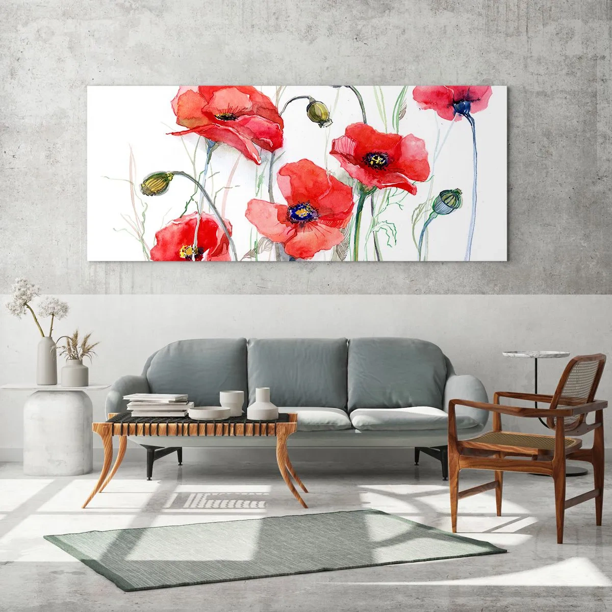 Billede på glas - Polske blomster - 90x30 cm