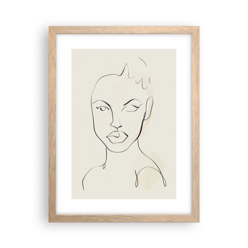 Plakat i ramme af lyst egetræ - Omrids af sensualitet - 30x40 cm