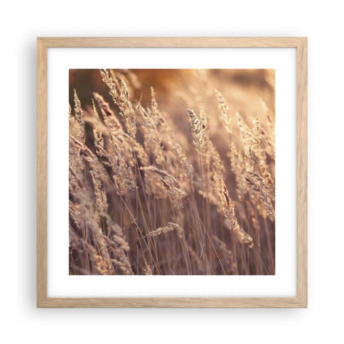 Plakat i ramme af lyst egetræ - Klar til at byde efteråret velkommen - 40x40 cm