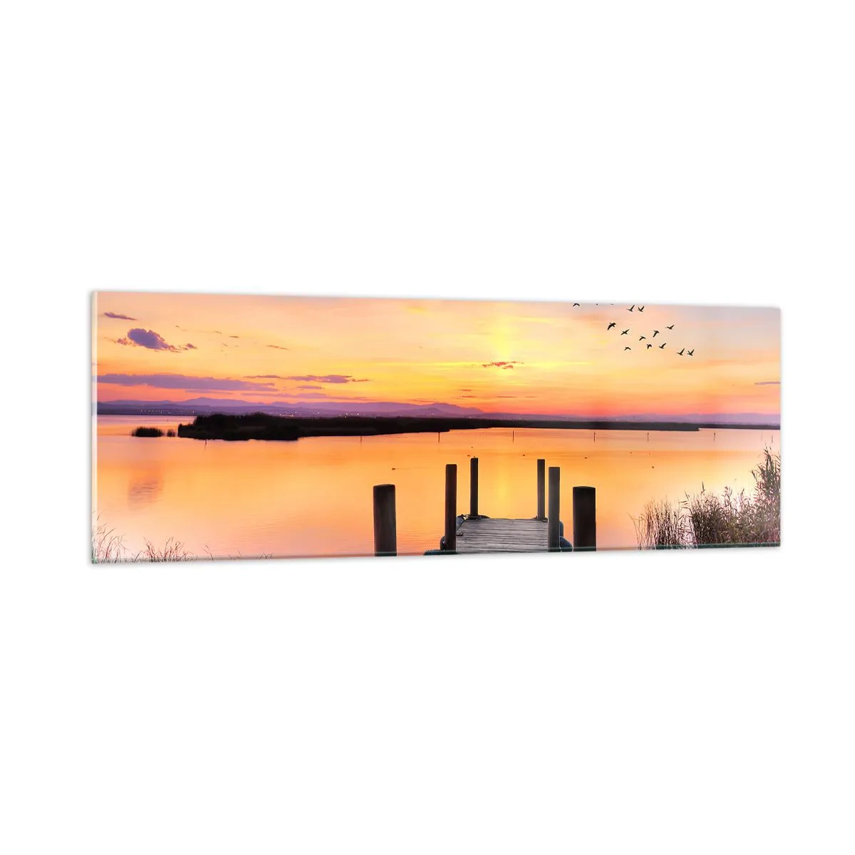 Billede på glas - Violet stille daggry - 90x30 cm