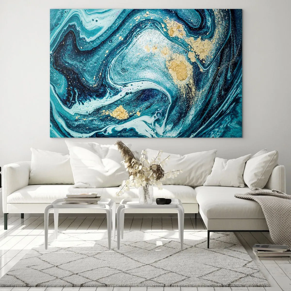 Billede på glas - Blå boblebad - 100x70 cm