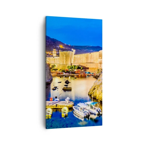 Lærredstryk - Billede på lærred - En lysende nat på Adriaterhavet - 45x80 cm
