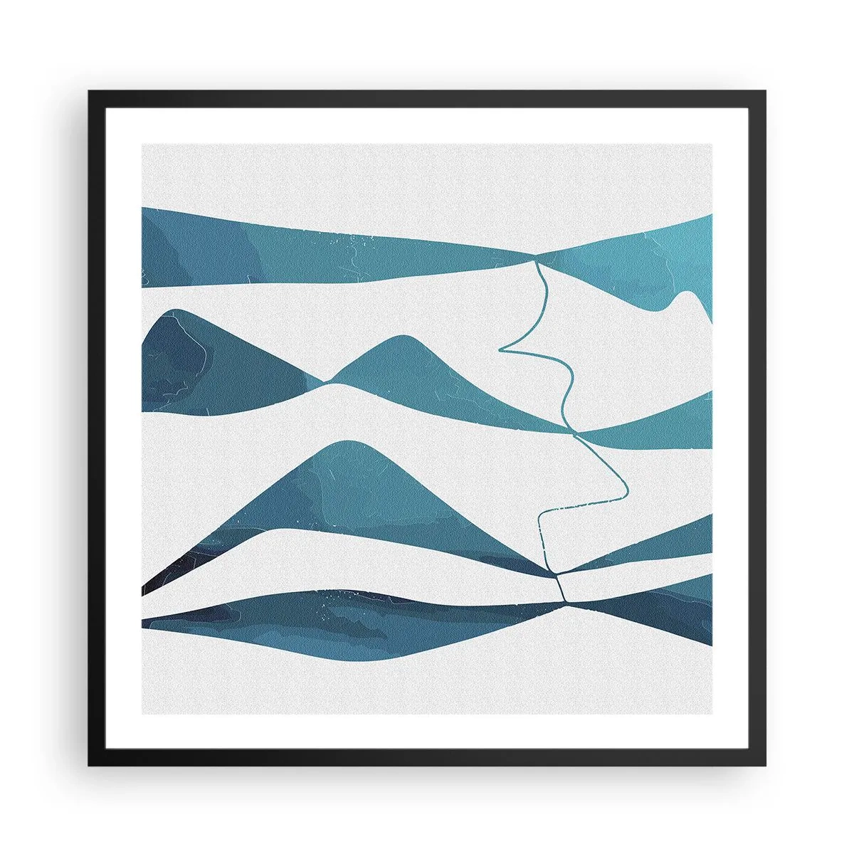 Plakat i sort ramme - Abstraktion: en turkis sammensætning - 60x60 cm