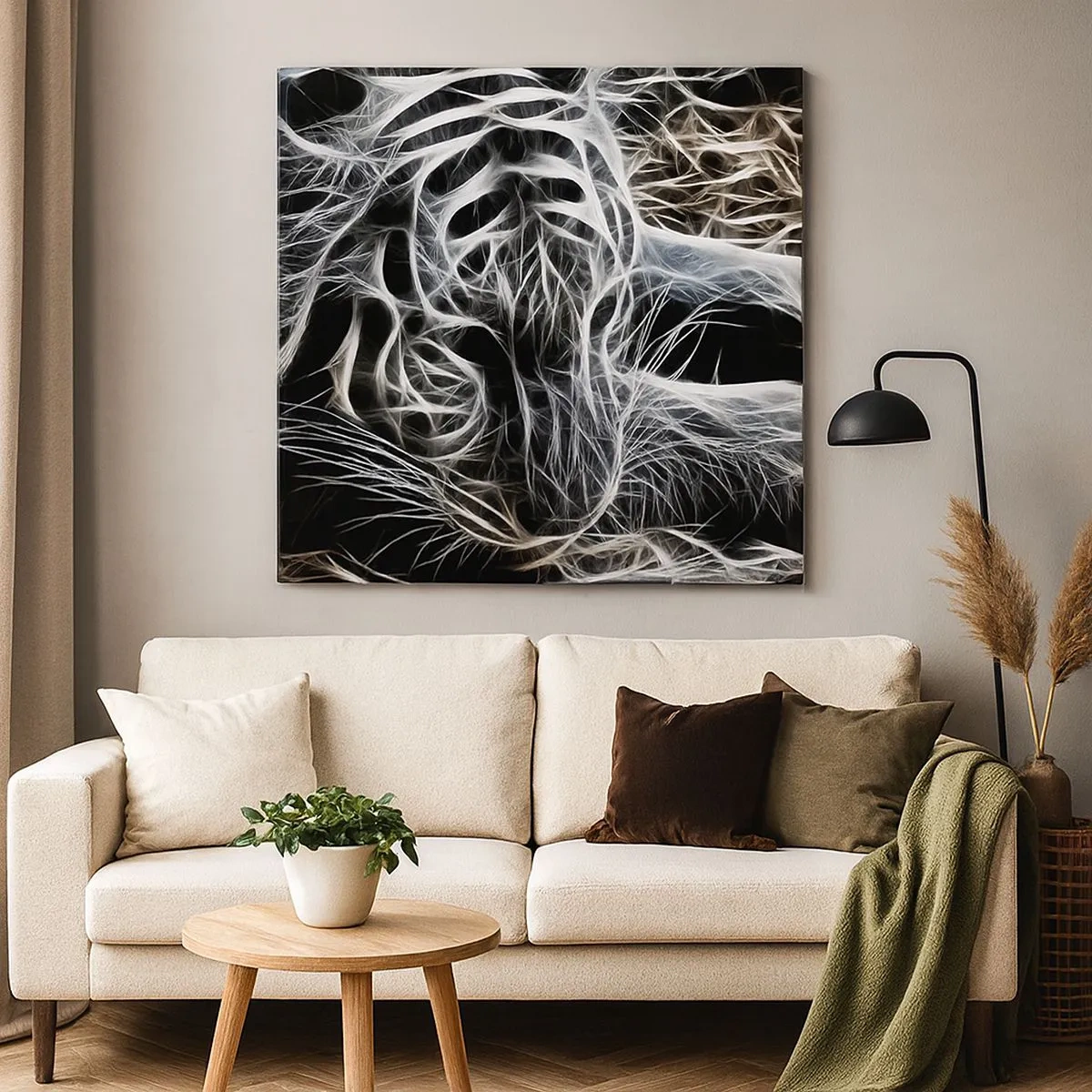 Lærredstryk - Billede på lærred - En undersøgelse af kattens lethed - 30x30 cm