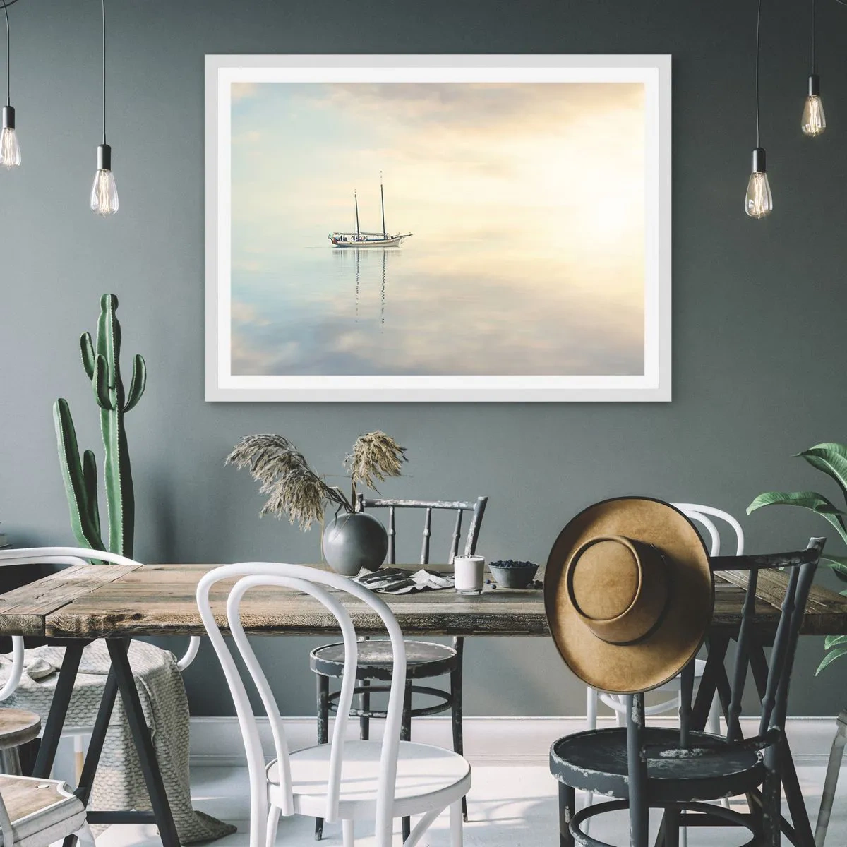 Plakat i hvid ramme - I et hav af stilhed - 40x30 cm