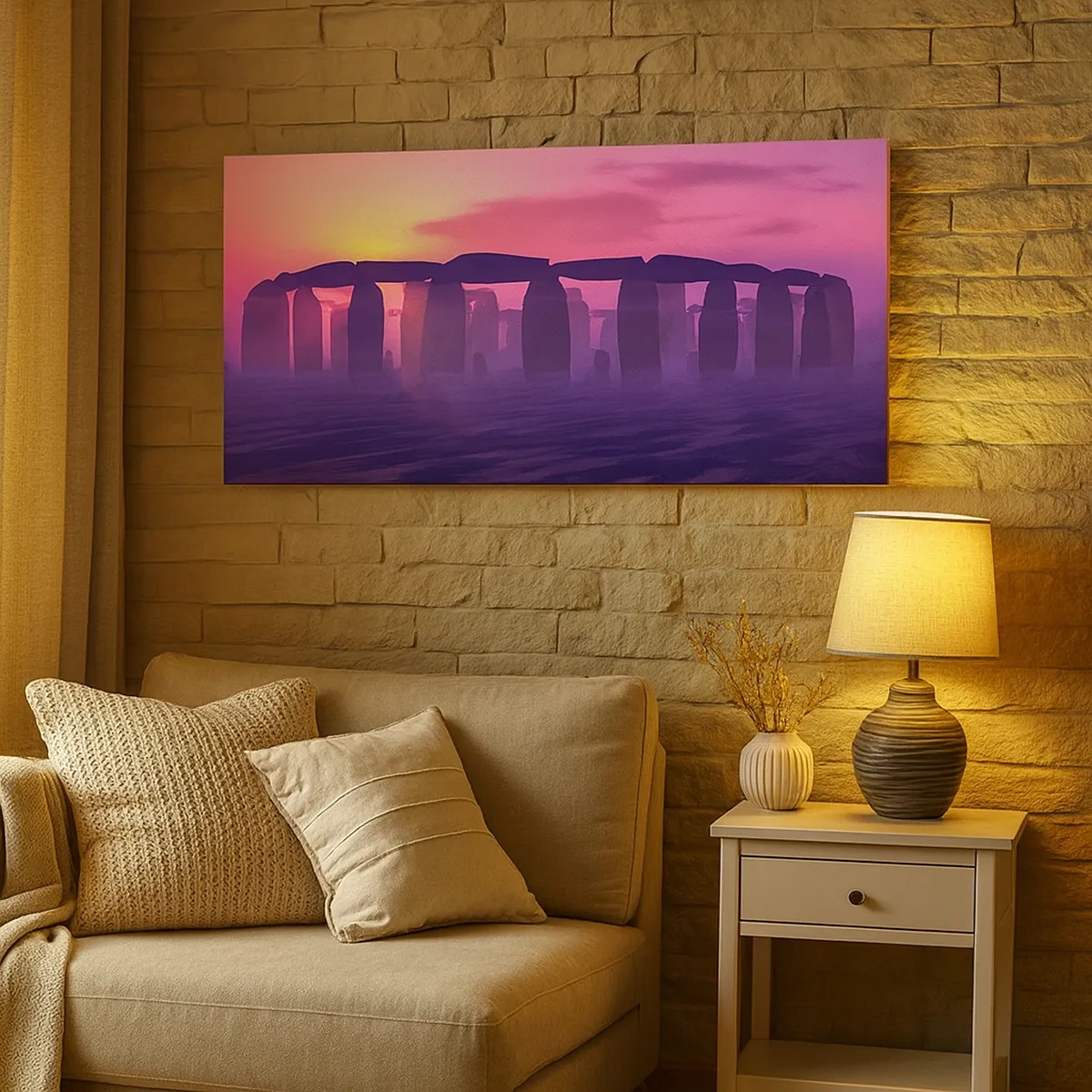 Lærredstryk - Billede på lærred - Mystik ved daggry i tågen - 30x30 cm