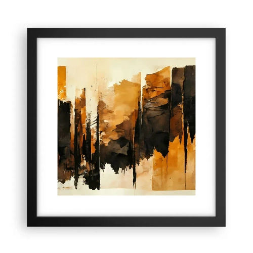 Plakat i sort ramme - Harmoni af sort og guld - 30x30 cm