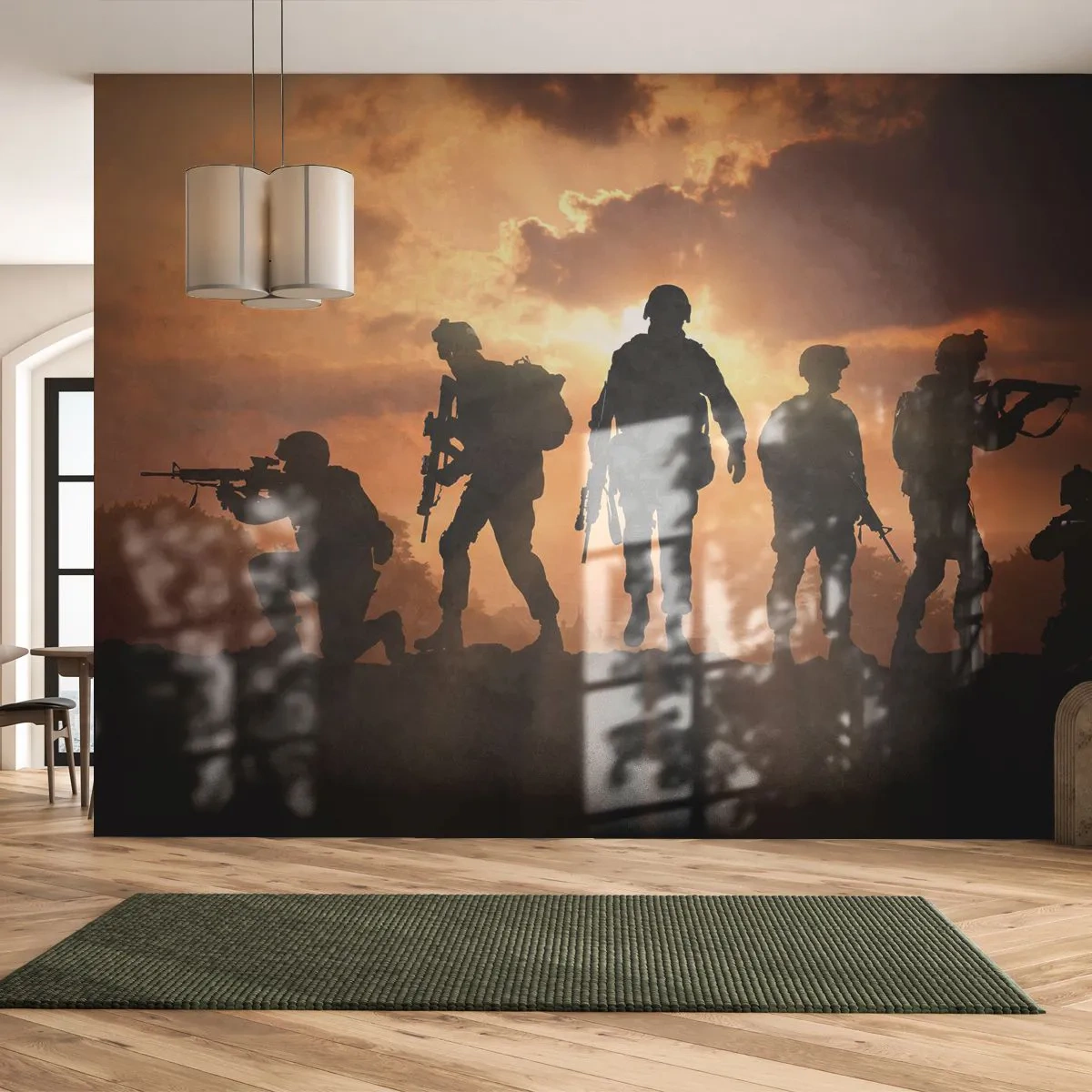 Fototapet Selvklæbende Deluxe Sticker - Brothers in arms - Militær, Soldat, Riffel - 250x175 cm
