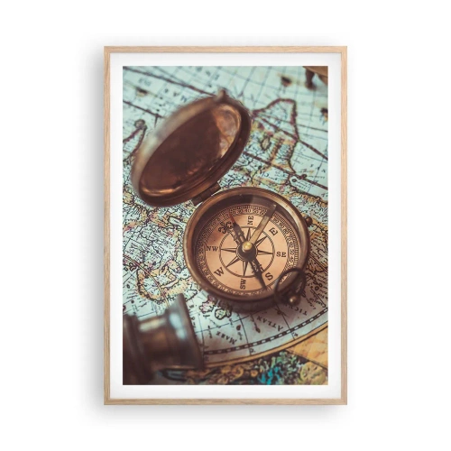 Plakat i ramme af lyst egetræ - For eventyreren - 61x91 cm