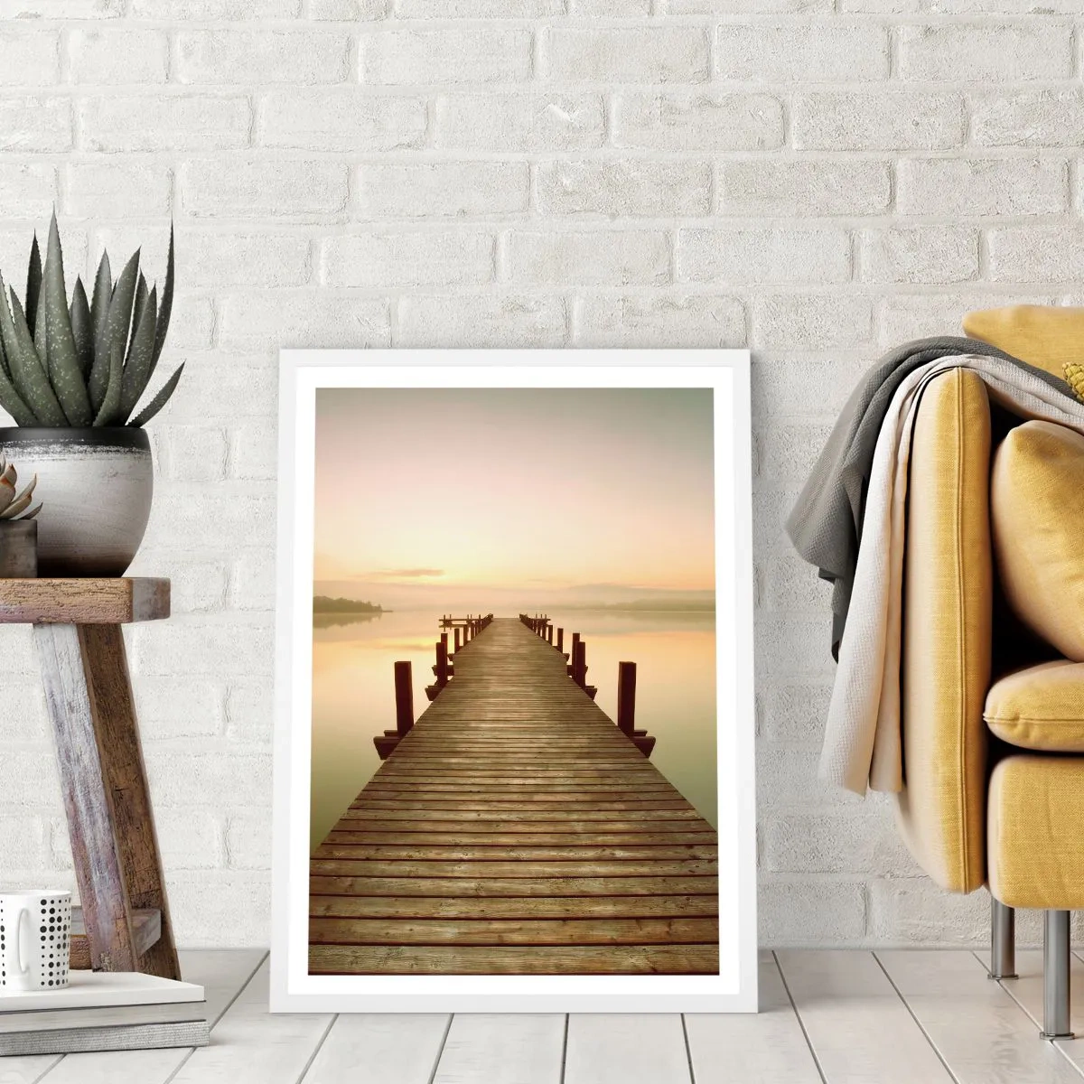 Plakat i hvid ramme - Før daggry, daggry, lys - 30x40 cm