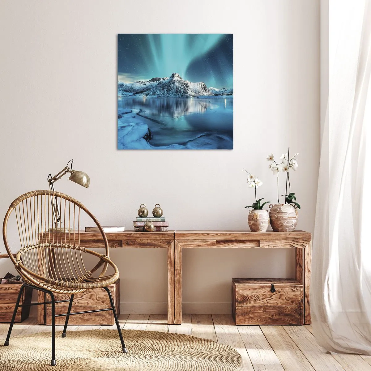 Lærredstryk - Billede på lærred - Nat med lys - 50x50 cm