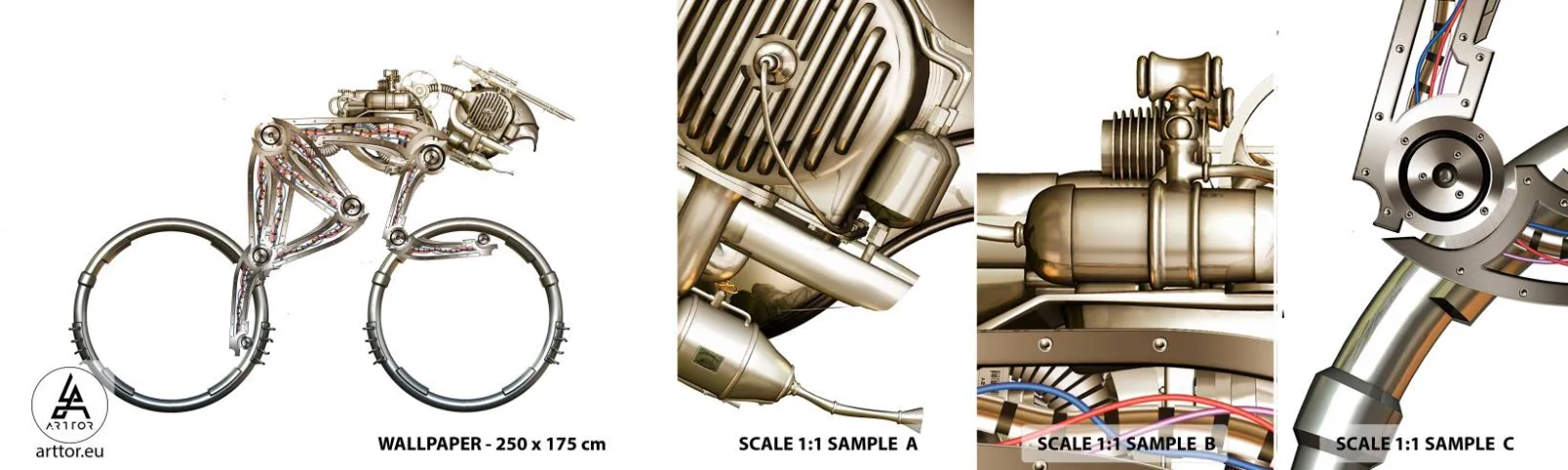 Prøve Fototapet Selvklæbende Deluxe Sticker - En fantastisk maskine - Abstraktion, Cykel, Grafik - 100x30 cm