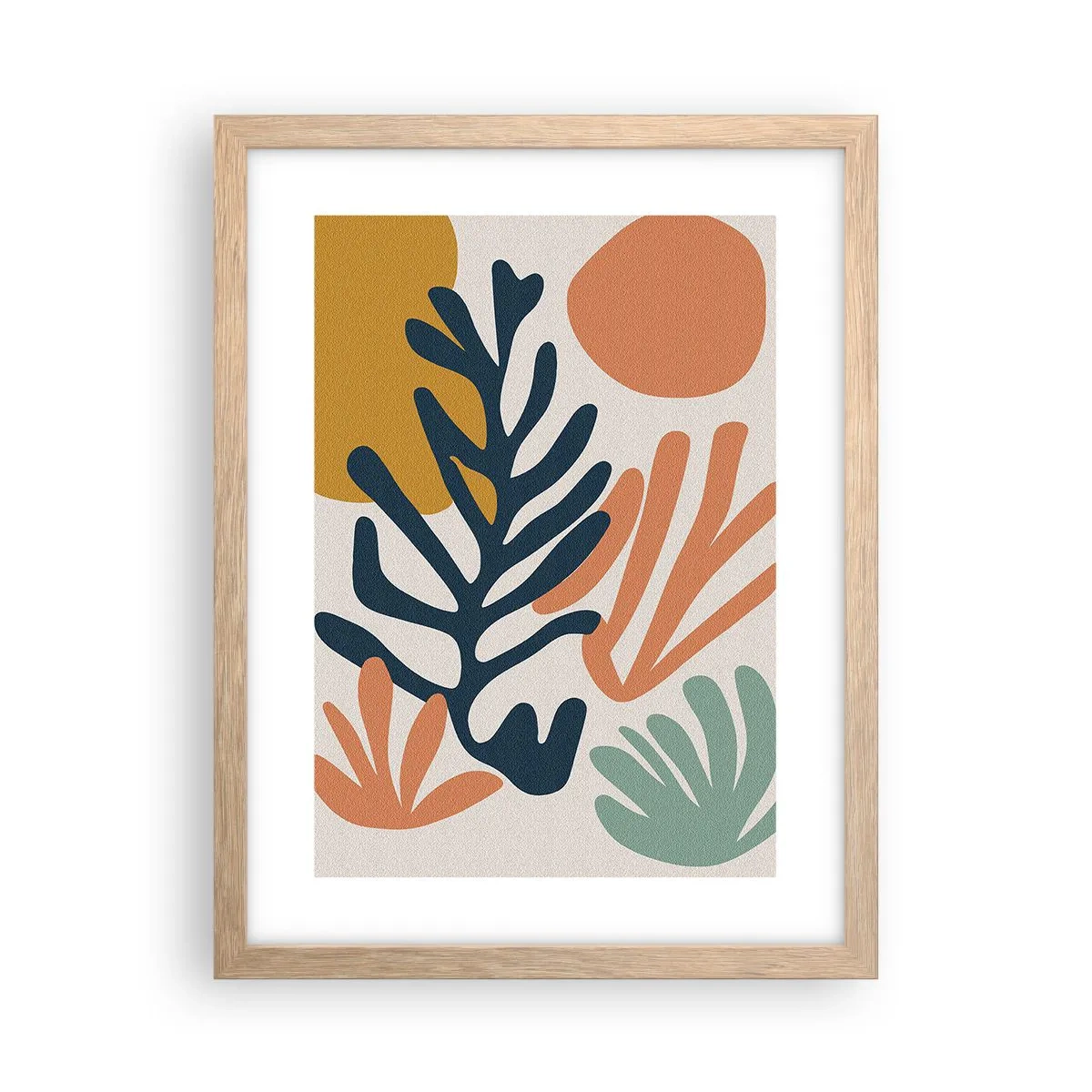 Plakat i ramme af lyst egetræ - Koralhav - 30x40 cm