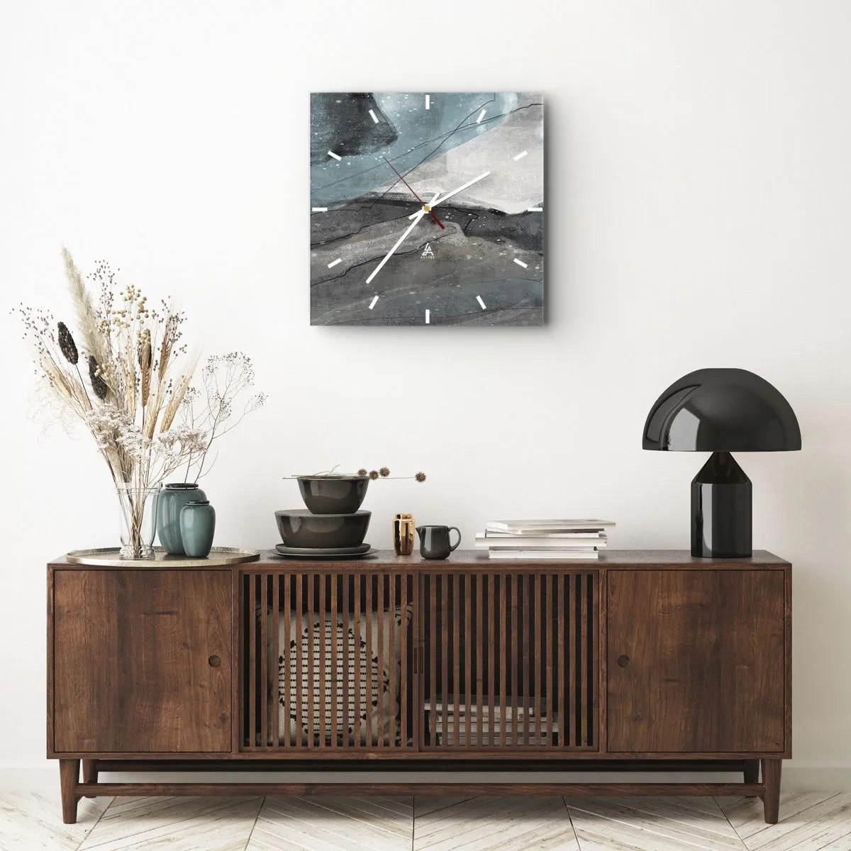 Vægur, Uret - Abstraktion: klipper og is - 40x40 cm