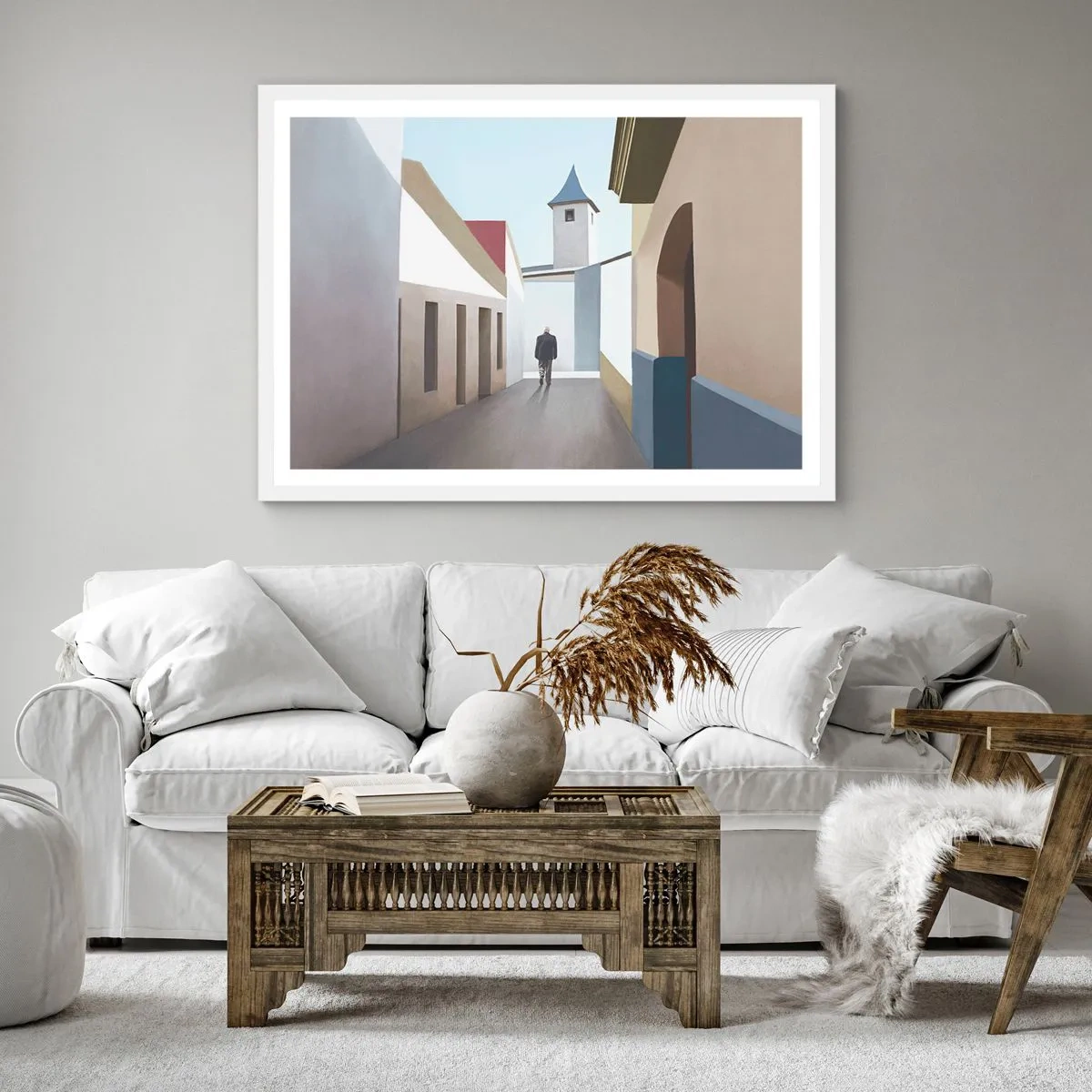 Plakat i hvid ramme - Solrig gåtur - 60x60 cm