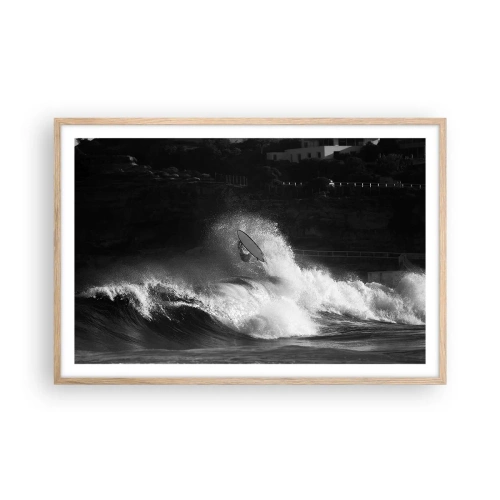 Plakat i ramme af lyst egetræ - Udfordring accepteret! - 91x61 cm