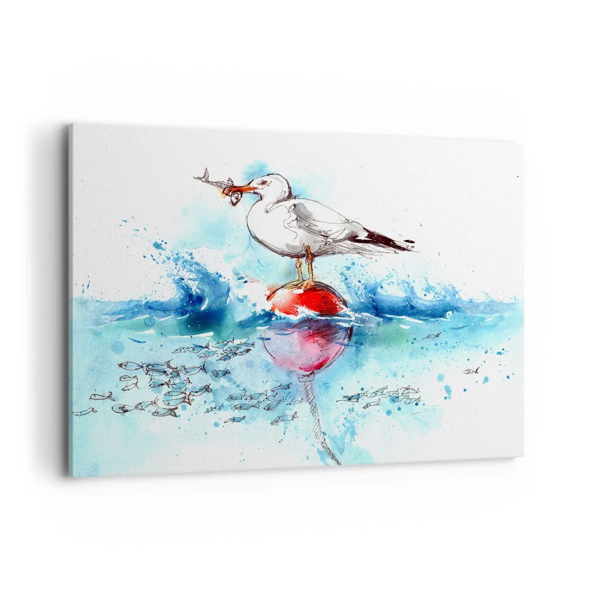 Lærredstryk - Billede på lærred - Succesfuldt fiskeri - 120x80 cm