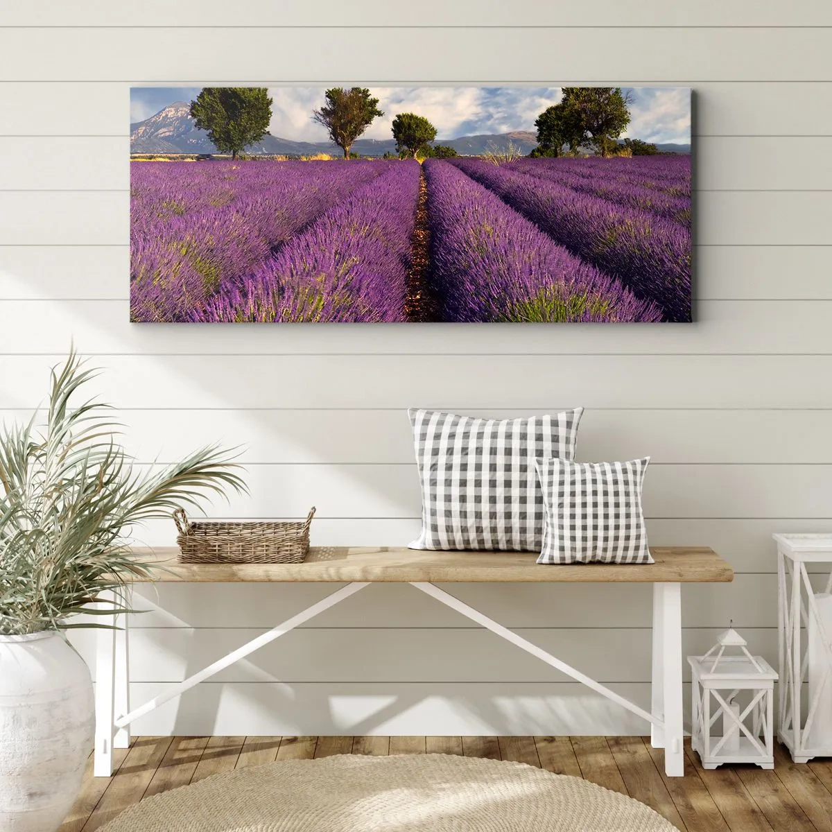 Lærredstryk - Billede på lærred - Enge med lavendel - 160x50 cm