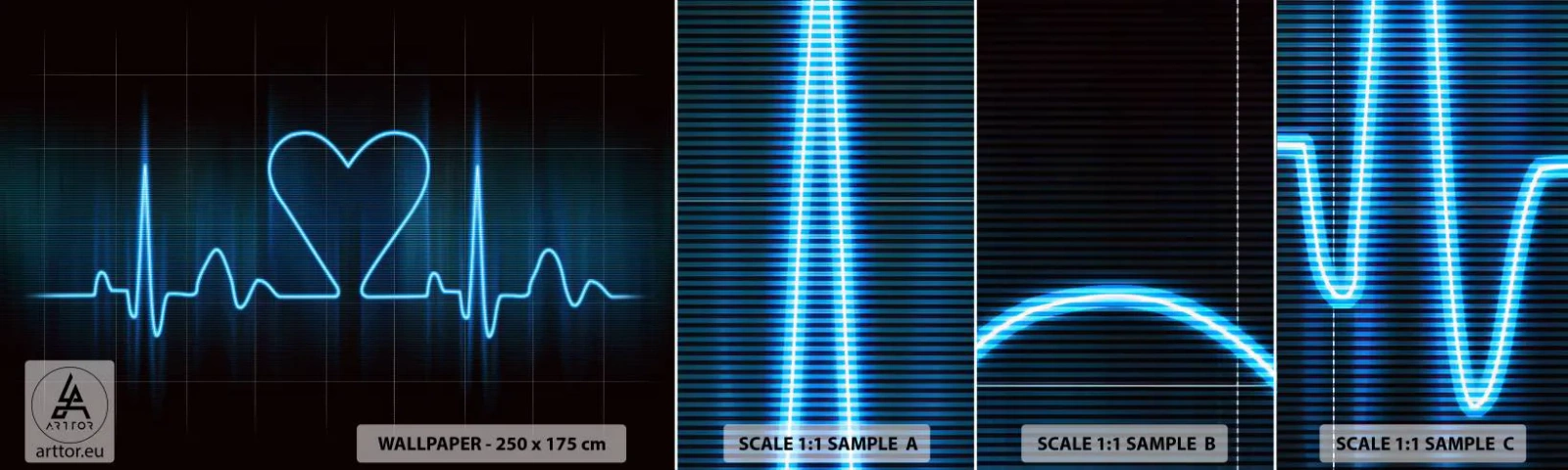 Fototapet Prøve Standard Eco - I hjertets rytme - Grafik, Hjerte, Stykke - 100x30 cm