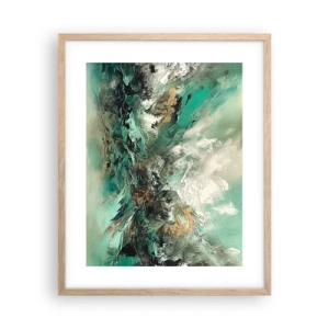 Plakat i ramme af lyst egetræ - Smaragdsort byld - 40x50 cm