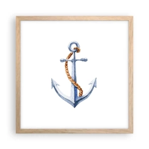 Plakat i ramme af lyst egetræ - Ahoj eventyr! - 40x40 cm