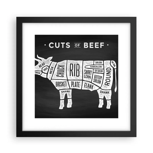 Plakat i sort ramme - Slagterens grundbog - 30x30 cm