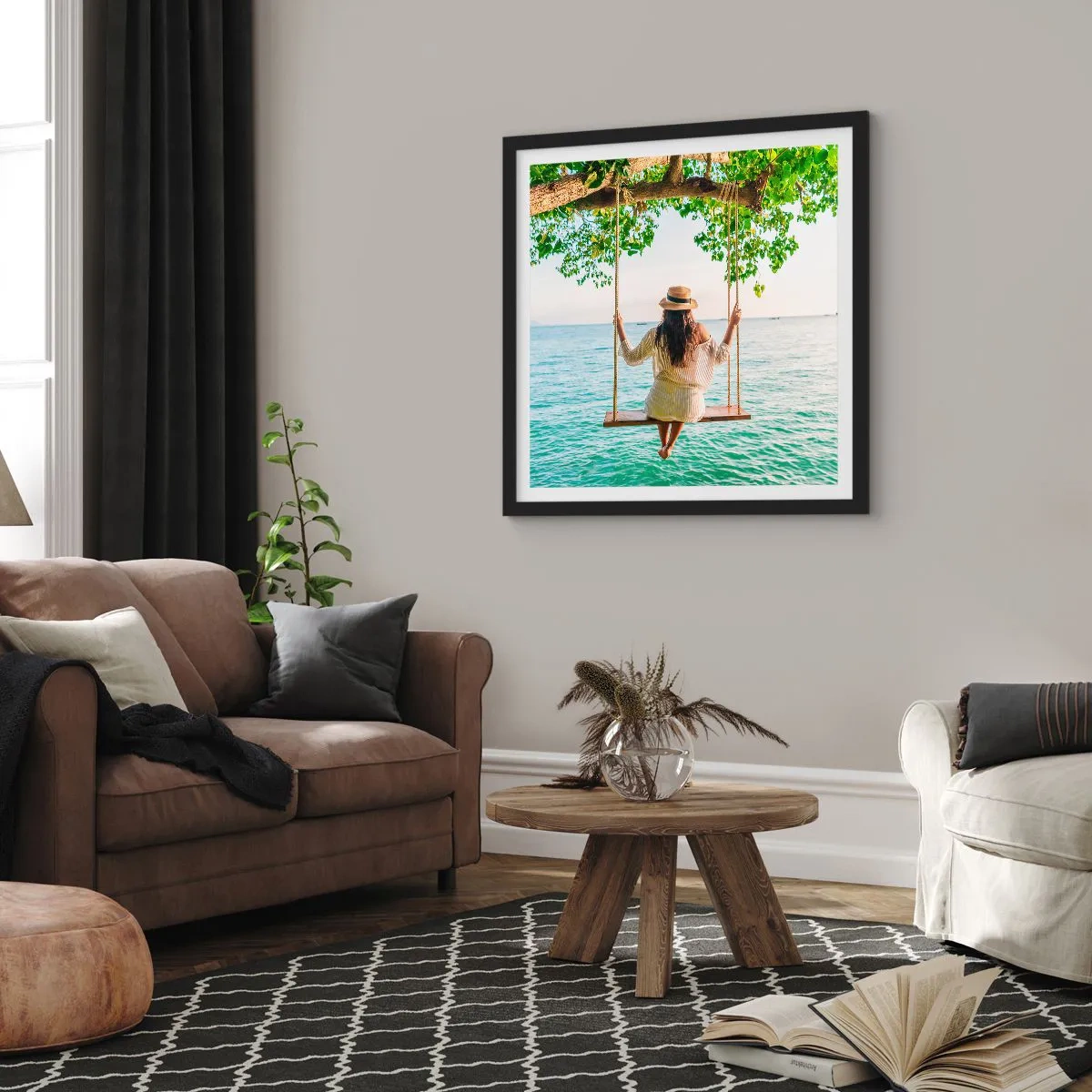 Plakat i sort ramme - Livet er smukt - 60x60 cm