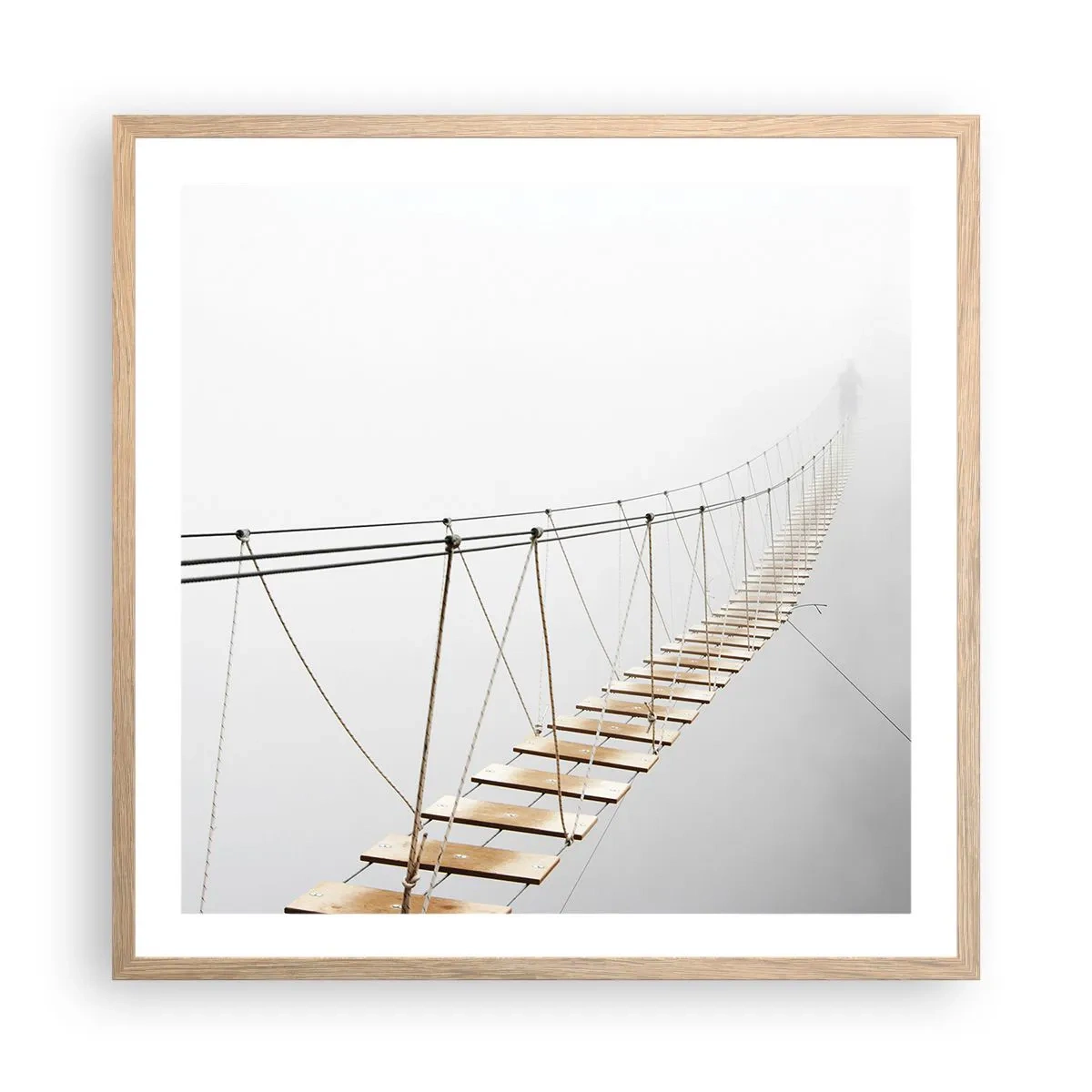 Plakat i ramme af lyst egetræ - Hvor vil det føre dig hen? - 60x60 cm