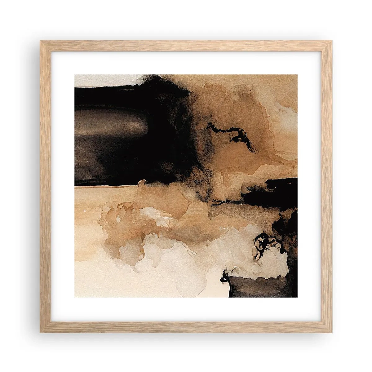 Plakat i ramme af lyst egetræ - En spændende abstraktion - 40x40 cm