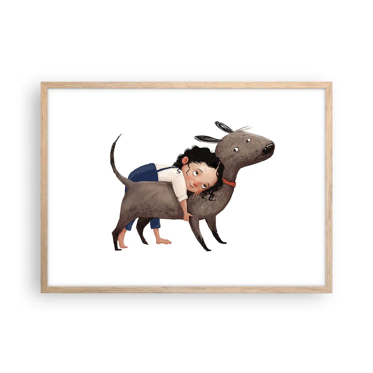 Plakat i ramme af lyst egetræ - Bedste venner - 70x50 cm