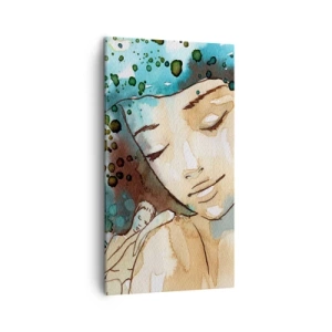 Lærredstryk - Billede på lærred - Lady in blue - 45x80 cm