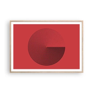 Plakat i ramme af lyst egetræ - Cirkulær bevægelse - 100x70 cm