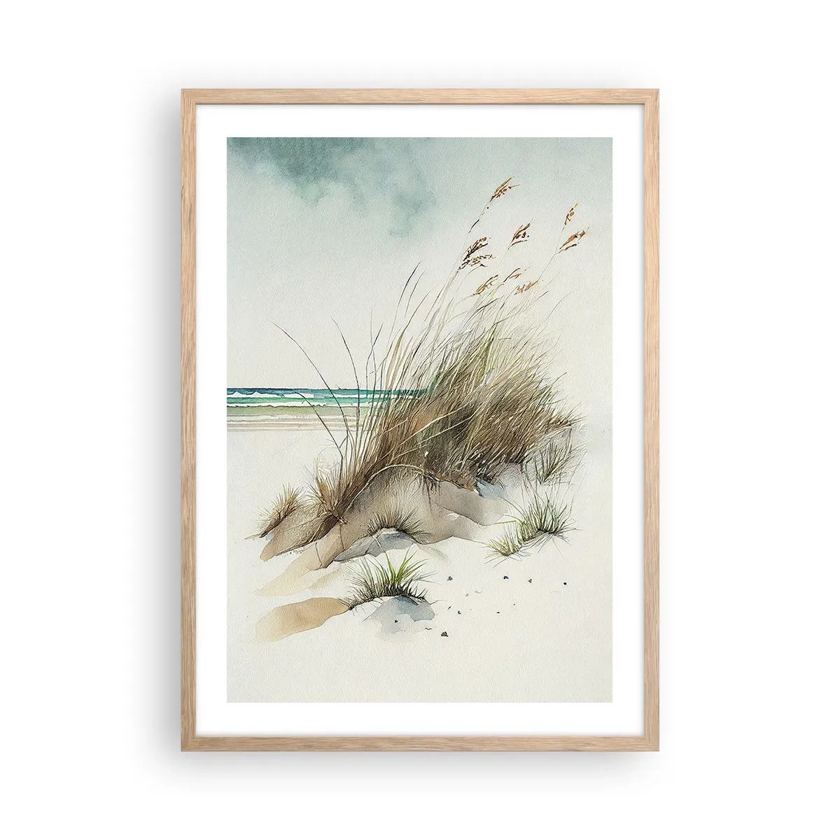 Plakat i ramme af lyst egetræ - Pakket ind i sand - 50x70 cm