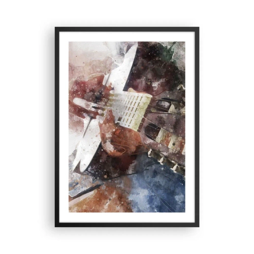 Plakat i sort ramme - Kunstnerisk skildring af en guitar i akvarelstil - 50x70cm - Og hvad synes du? - Moderne vægdekoration til stue og soveværelse ARTTOR
