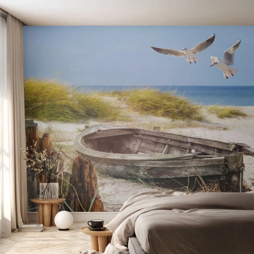 Fototapet Standard Eco - Badet i vinden - Landskab, Strand, Klitter - 500x350 cm