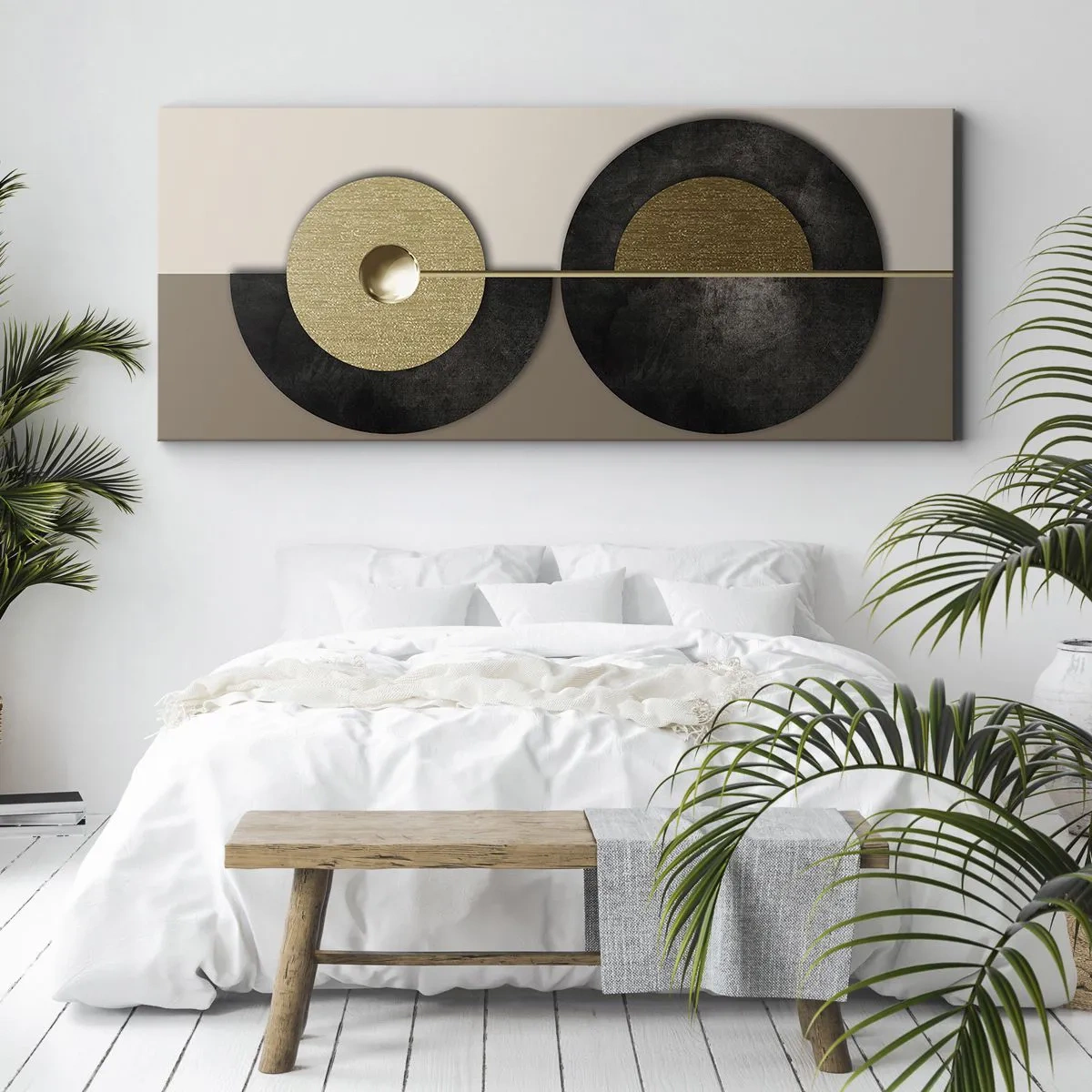 Lærredstryk - Billede på lærred - Variationer omkring en cirkel - 100x40 cm