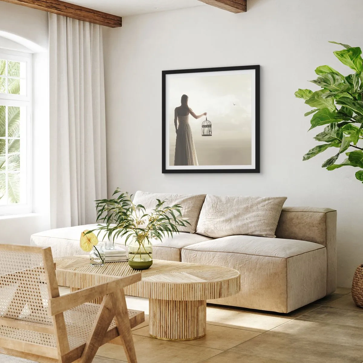 Plakat i sort ramme - Vær fri - 40x40 cm