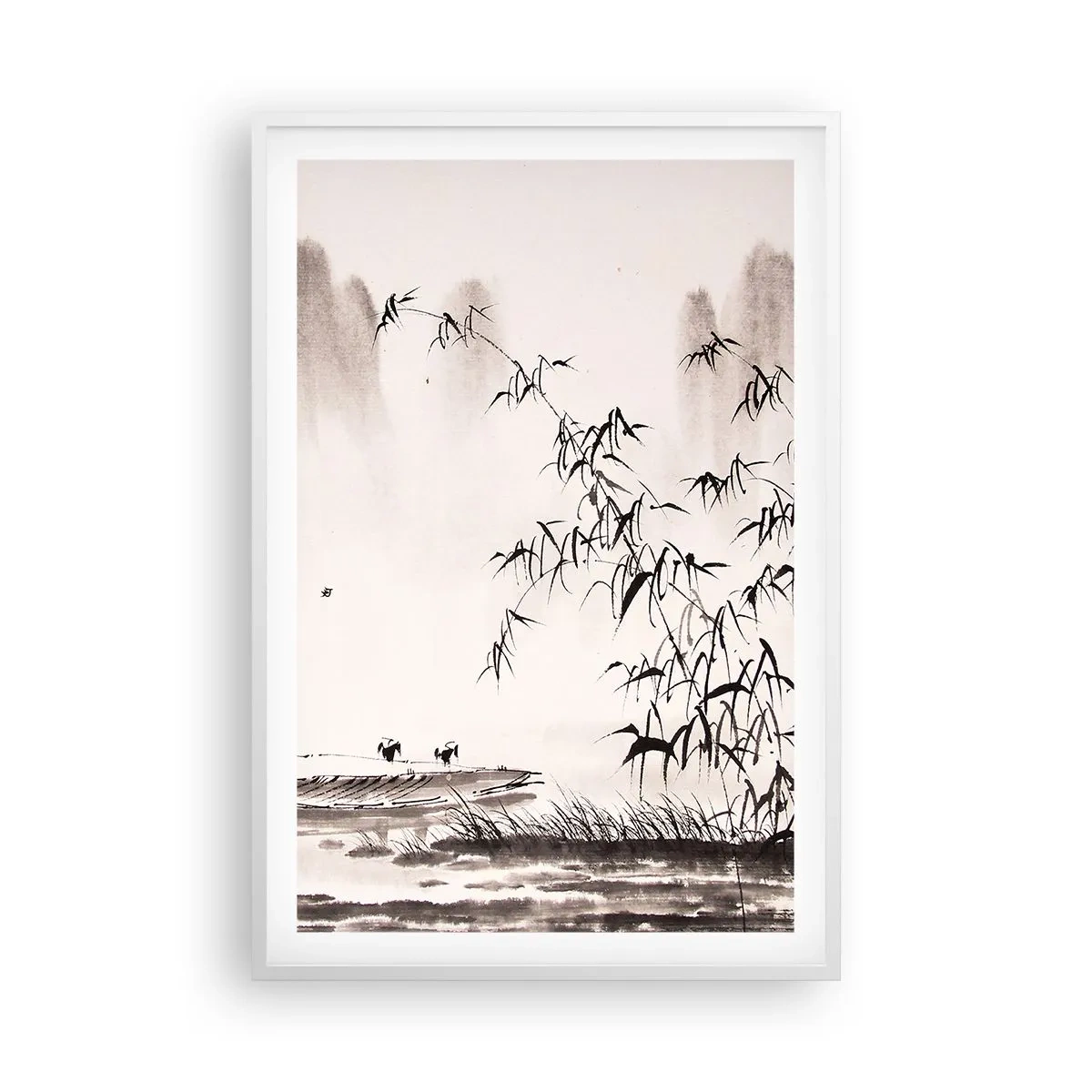 Plakat i hvid ramme - Stilhed i rismarkerne - 61x91 cm